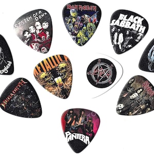 Musical Band Guitar Picks (Metal Band Artists)(10 medium picks in a pack)