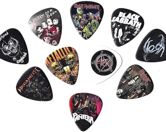 Musical Band Guitar Picks (Metal Band Artists)(10 medium picks in a pack)