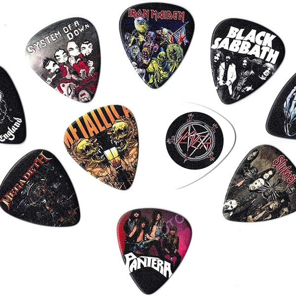 Musical Band Guitar Picks (Metal Band Artists)(10 medium picks in a pack)