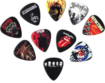 Rock Bands Vol III Guitar Picks (10 picks in a packet) Sepultura, Motley Crue & many more