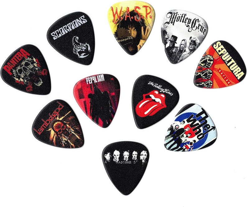 Rock Bands Vol III Guitar Picks 10 picks in a packet Sepultura, Motley Crue & many more image 1