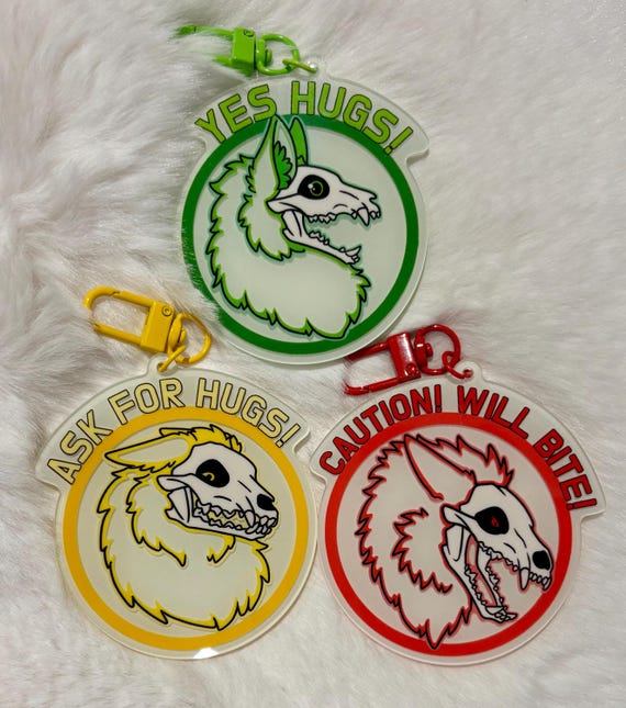 Glow in the dark Skulldog consent and communication badges