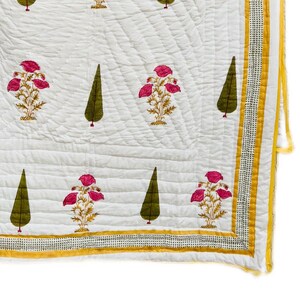 Hand Made Floral Print Reversable , Indian kantha quilt , New Hand Block Print Cotton Quilt ,comforter Handmade quilt Jaipuri Razai