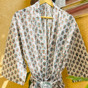 100% Cotton kimono robe, hand block print robes for women,Dressing gown, plus sized robe, ,women Kimono,  Lounge Wear, Casual wear