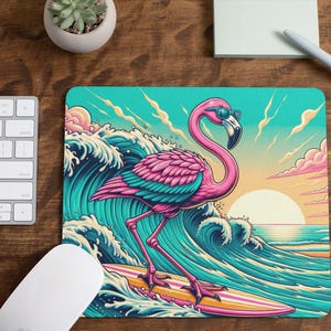 Surfing Flamingo | Mouse Pad