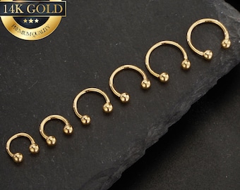 Piercing de septum/cartílago/concha/ceja con bola circular de oro macizo de 14 quilates (1 unidad)