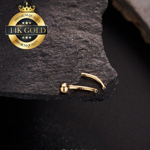 14K Gold gebogener Barbell Ersatz Post/Schraubenlos Einschieben Barbell Barbell/Turm Ohrring/Augenbrauen Bar/vertikales Labret/Knorpel Schmuck/Nur Bar