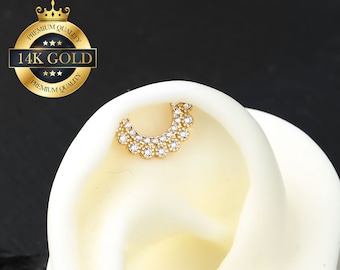 14K Solid Gold Demi Invisible Threaded Stud Earring/Cartilage Stud/Helix Stud/Dainty Earring/Lobe Earring/Minimalist Jewelry/Gift for her