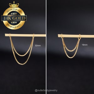 14K Yellow Gold Double Box Chain Attachement/Helix Chain/Dangle Earring Chain/Earring Charm Chain/Cartilage Chain/Conch hoop double chain