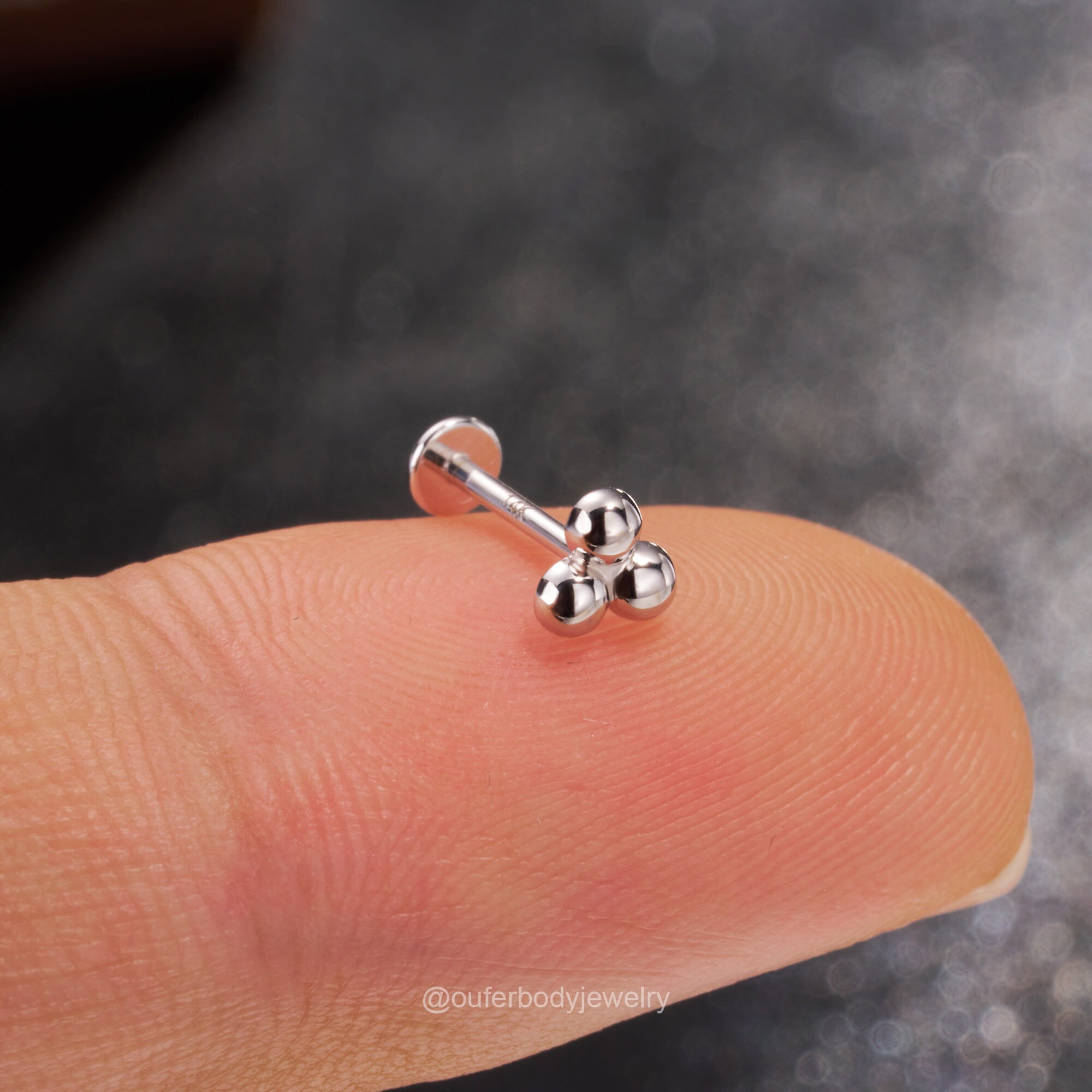 Threadless Labret Nose Ring Lip Rings Jewseen 14K Gold