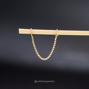 14K Yellow Gold Dangle Box Chain Attachement/single Chain Piercing/gold ...