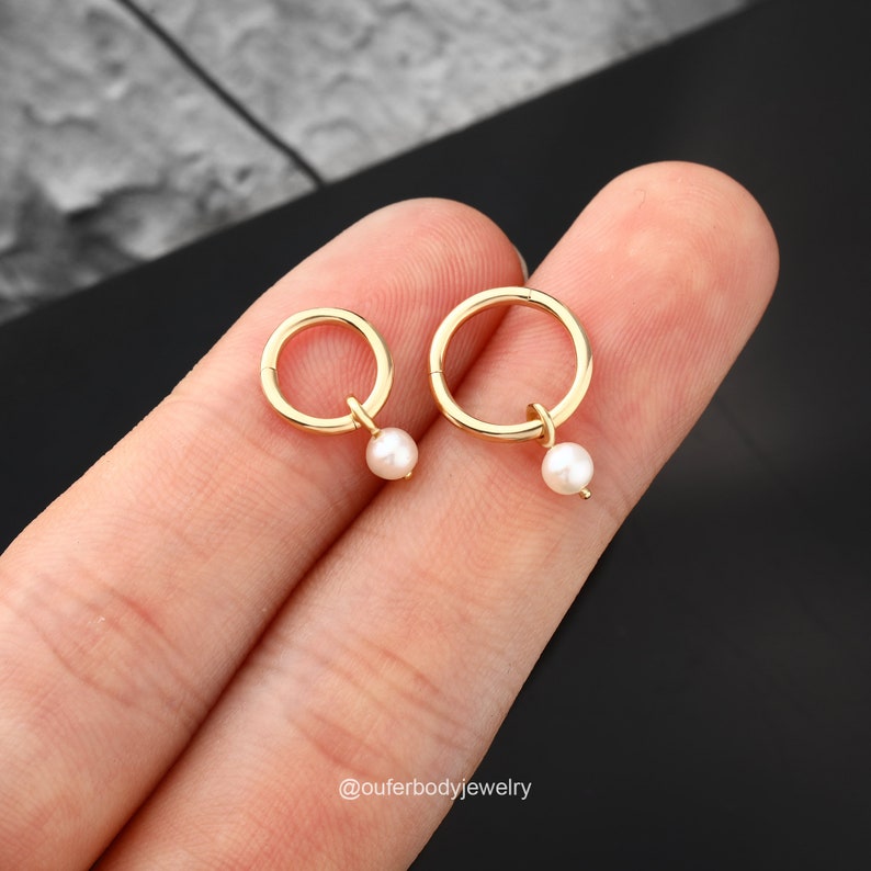 14K Solid Gold Pearl Charm Only/Delicate Charm for Hoop/Earring Charms/Add On Charm/Huggies Charm/Mini Charm Hoop/Necklace Dangle Charm 1pcs image 5