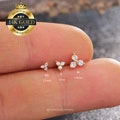 14K Solid Gold Trinity Flower Cartilage Earrings/Threadless Push Pin Labret Stud/Nose/Tragus/Conch/Helix Stud/Flat Back Earring/Gift for her
