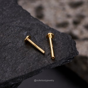 16G 18G 20G 5,6,8,10mm THREADLESS 14K Solid Gold Replacement/Threadless Post/Push Pin Back/Flat Back/helix/conch/tragus/nose/Lip/Labret stud image 7