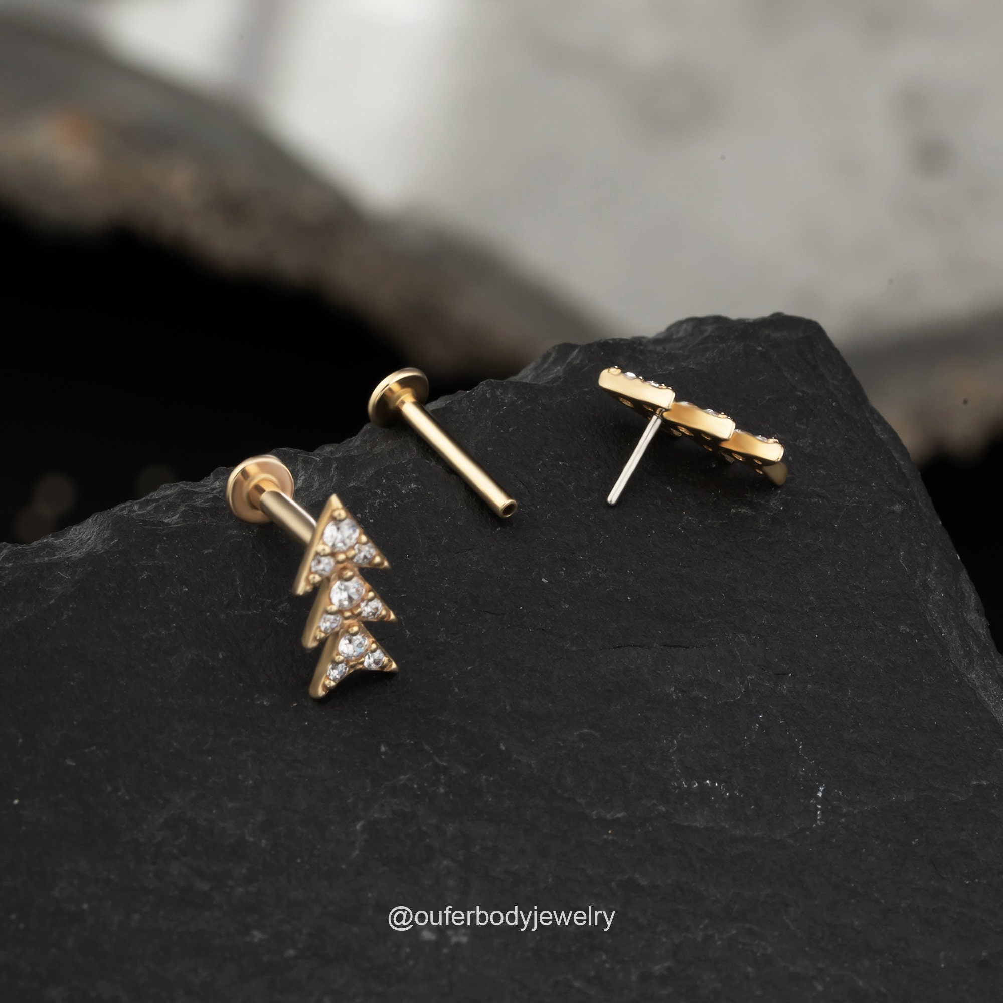14K Solid Gold Arrows Cartilage Threadless Push Pin Earring/labret Stud ...