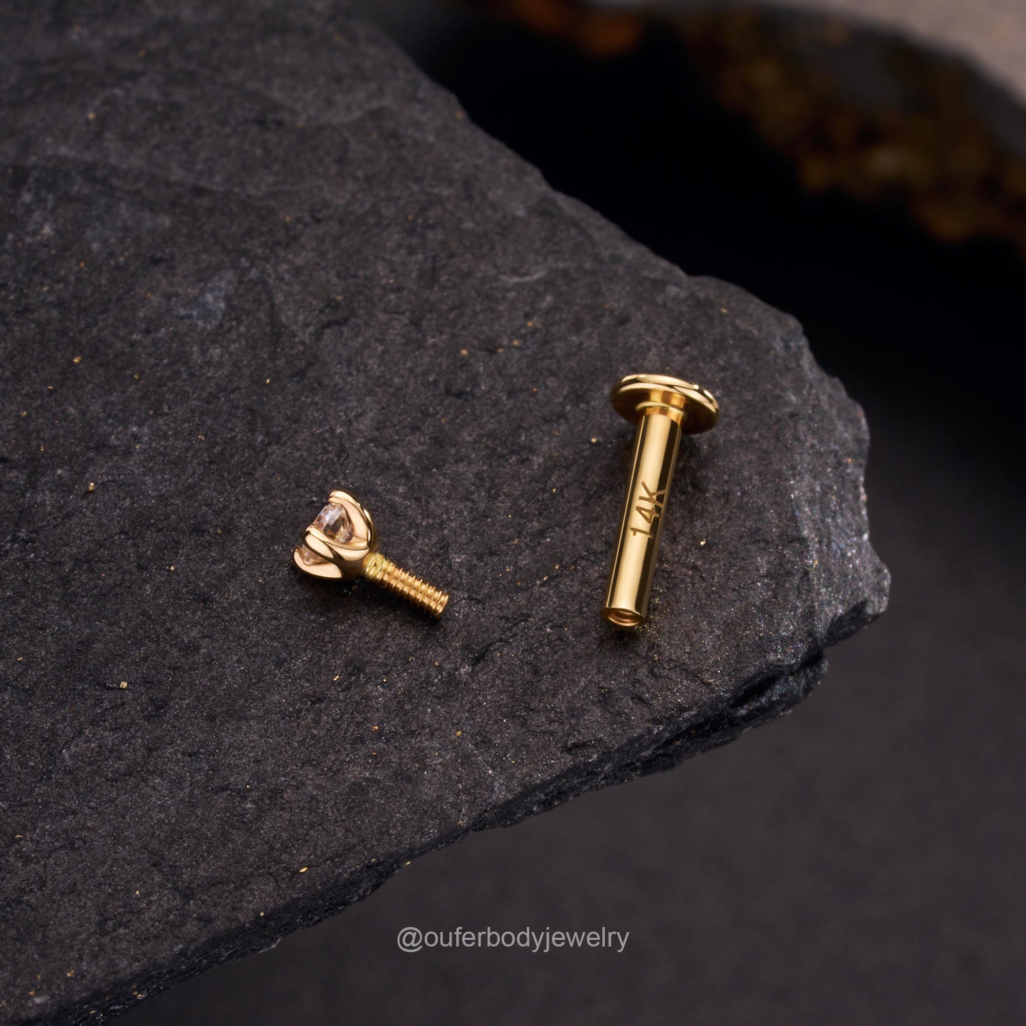14K Solid Gold Moissanite Diamond Stud Earring Internally threaded…
