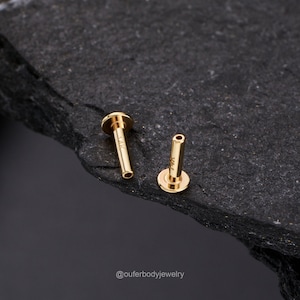16G 18G 20G 5,6,8,10mm THREADLESS 14K Solid Gold Replacement/Threadless Post/Push Pin Back/Flat Back/helix/conch/tragus/nose/Lip/Labret stud image 5