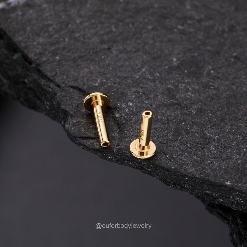 16G 18G 20G 5,6,8,10mm THREADLESS 14K Solid Gold Replacement/Threadless Post/Push Pin Back/Flat Back/helix/conch/tragus/nose/Lip/Labret stud image 5