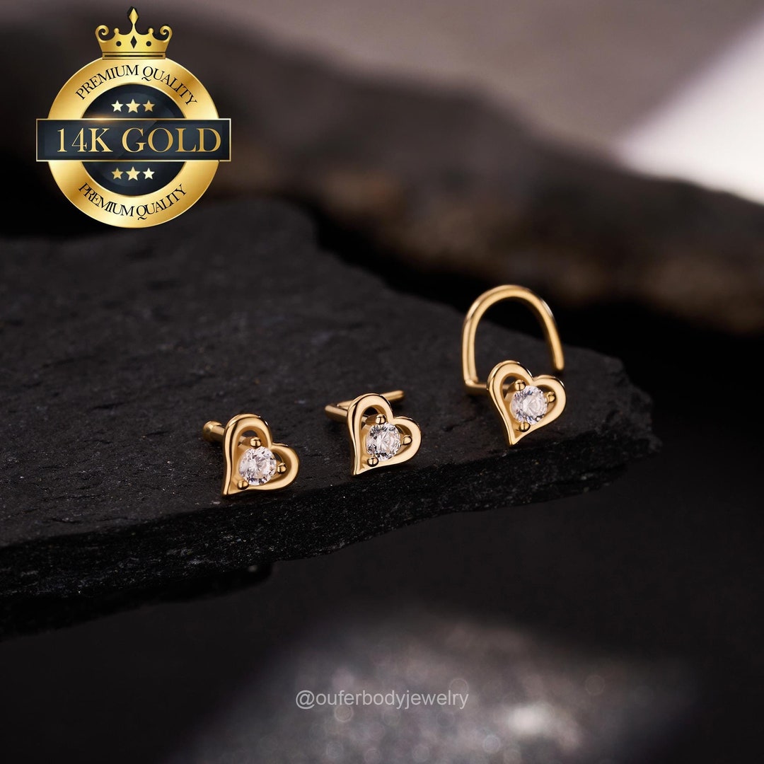 Gold Nose Piercing Lavari Jewelers 20 Gauge 0.07 Carat Lab Grown Diamond Straight Bone Nose Stud For Women 14k White Gold 2 7mm D E I2 I3 Cttw Nose Ring Unisex Nostril