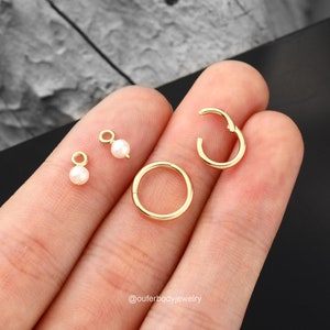 14K Solid Gold Pearl Charm Only/Delicate Charm for Hoop/Earring Charms/Add On Charm/Huggies Charm/Mini Charm Hoop/Necklace Dangle Charm 1pcs image 10