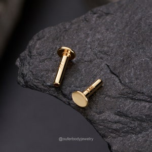 16G 18G 20G 5,6,8,10mm THREADLESS 14K Solid Gold Replacement/Threadless Post/Push Pin Back/Flat Back/helix/conch/tragus/nose/Lip/Labret stud image 8