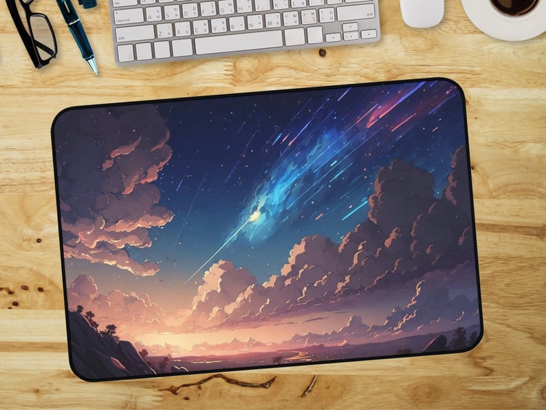 Anime Desk Mat, Blue Mouse Pad, Gaming Desk Mat, Anime Gift, Computer