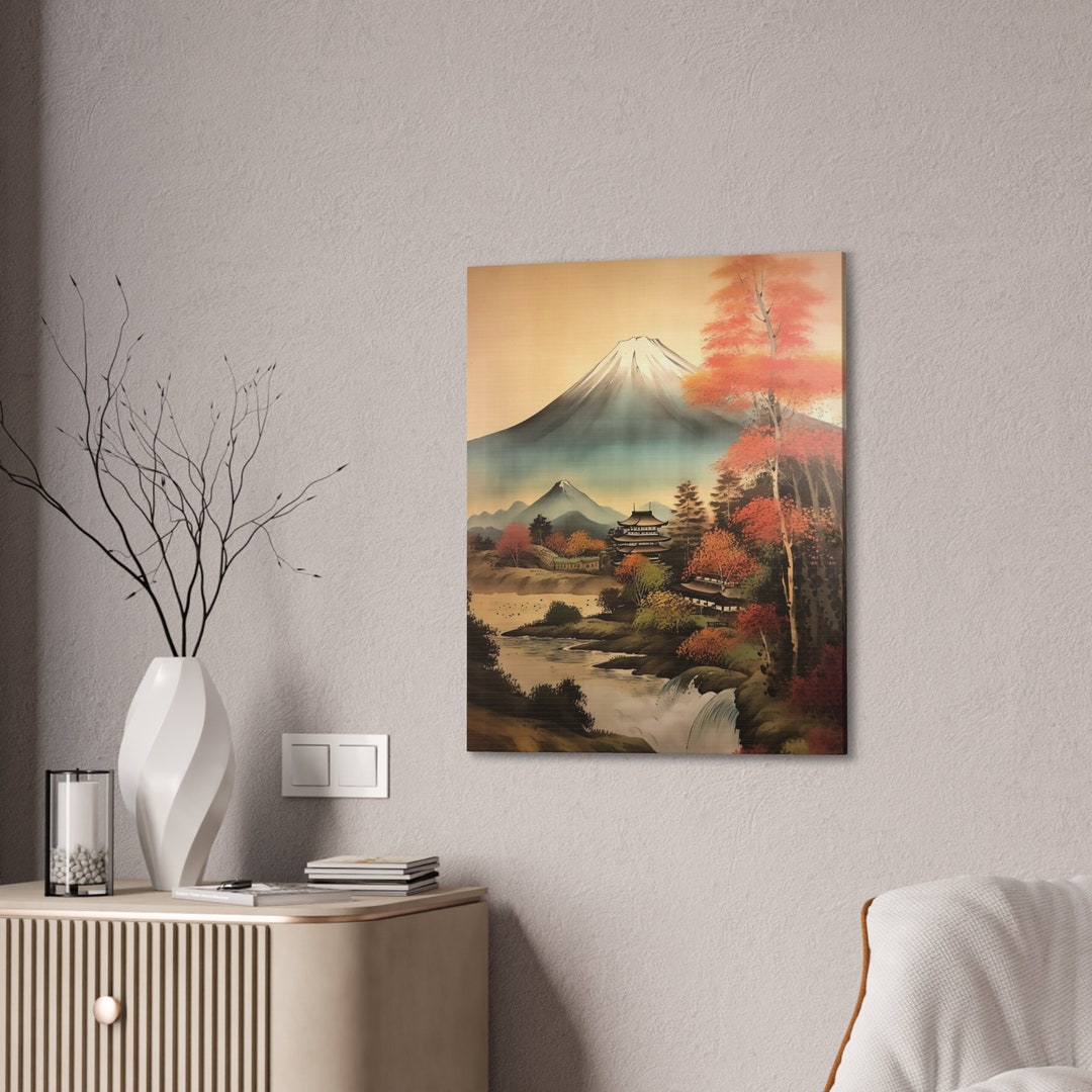 Ukiyoe Japanese Landscape Wall Art Mount Fuji Painting Wall Etsy
