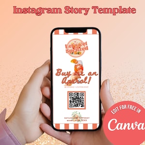 Editable Buy Me A Drink Birthday Party Instagram Stories Canva Template, Lets Get Spritzed Theme, 21st Birthday, Venmo QR Code, Paypal Me