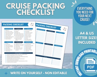 Printable Cruise Vacation Packing List Cruise Organization - Etsy