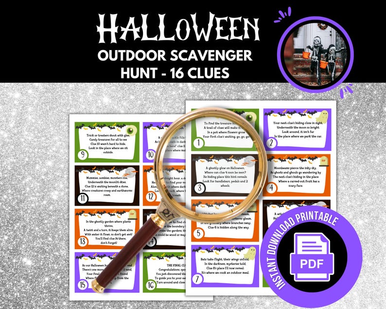 Halloween Outdoor Scavenger Hunt for Kids 16 Clues Trick or Treat Party Halloween Outdoor Scavenger Hunt for Kids 16 Clues Trick or Treat Party
