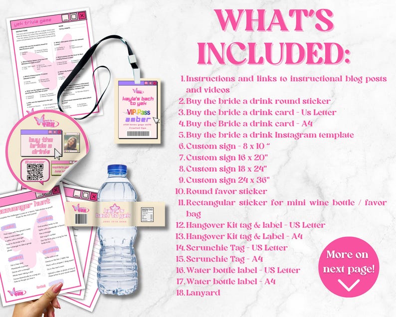 Y2k Bachelorette Party Bundle: Editable Canva Templates (Digital Download)