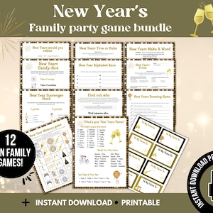 New Year&#39;s Eve Party Games Bundle Printable Ice Breakers Scavenger Hunt NYE Trivia Night Family Games Adult and Kid New Years Holiday