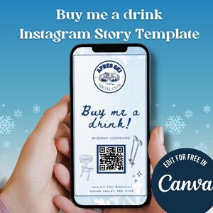 Apres Ski Party Instagram Story Template: Buy Me A Drink, Venmo QR Code (Digital Download)