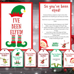 You've been elfed Christmas printable gift tags, teacher appreciation co-worker morale booster game, gift tag, instant download