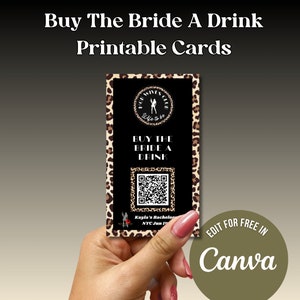 Modèle de carte imprimable modifiable Buy The Bride A Drink EVJF, thème femme de la foule, code QR Venmo Ciao to Single Life, Paypal