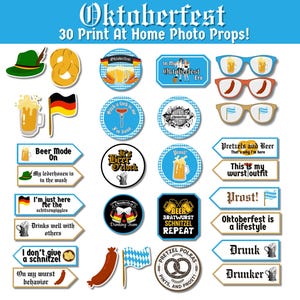 Oktoberfest Photo Booth Props: 30 Funny Bavarian Signs (Printable PDF Download)