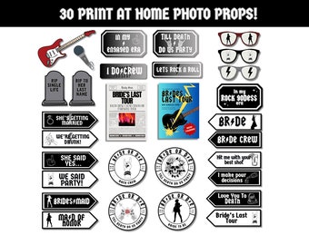 Bride or Die Bachelorette 30 foto rekwisieten rockband selfie rekwisieten grappige borden vrijgezellenfeest volwassen Photobooth Prop Instant Download Print thuis