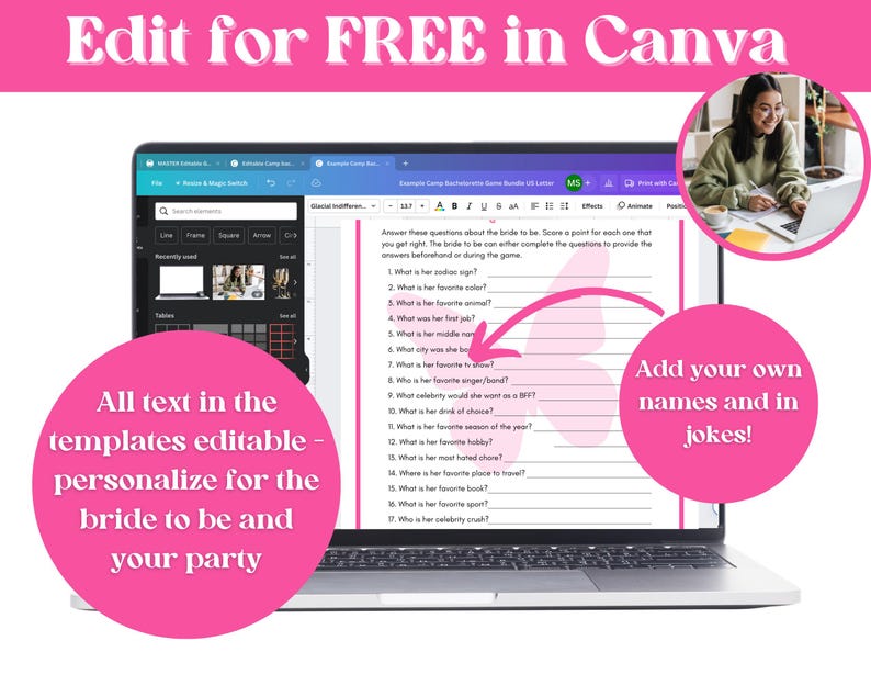 Y2k Bachelorette Party Bundle: Editable Canva Templates (Digital Download)