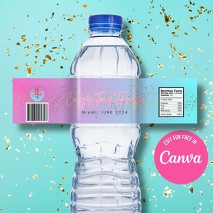 Editable Bachelorette Party Water Bottle Label Canva Template, Final Flamingle Theme, Hangover Kit, Beach Hen Party Favor Water Bottle Wrap