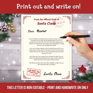 Printable Letter From Santa, Christmas Eve Box, Letter From Father ...