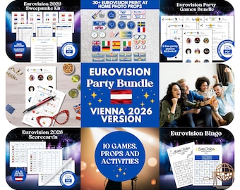 Eurovision Party Games Bundle 2026, Printable Eurovision Watch Party Kit - Instant Download