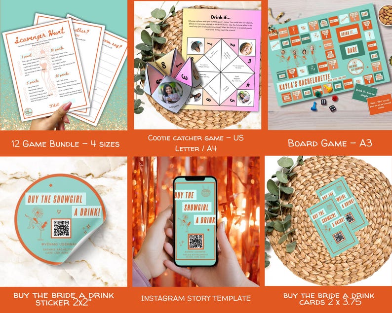 This Wife is a Showgirl Bachelorette Hen Party Bundle, Editable Digital Games Signs Invitations image 3