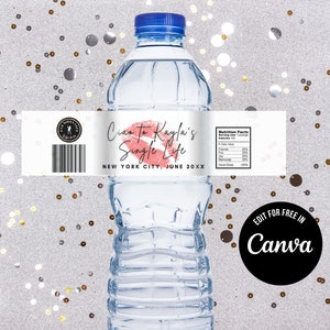 Editable Bachelorette Party Water Bottle Label Canva Template, Mob Wife Theme, Hangover Kit, Mobster Hen Party Favor Water Bottle Wrap