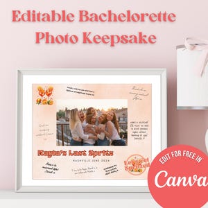 Lets Get Spritzed Bachelorette Photo Mat Editable Canva Template Printable Frame Guestbook Memory Keepsake Gift for Bride To Be Hen Party