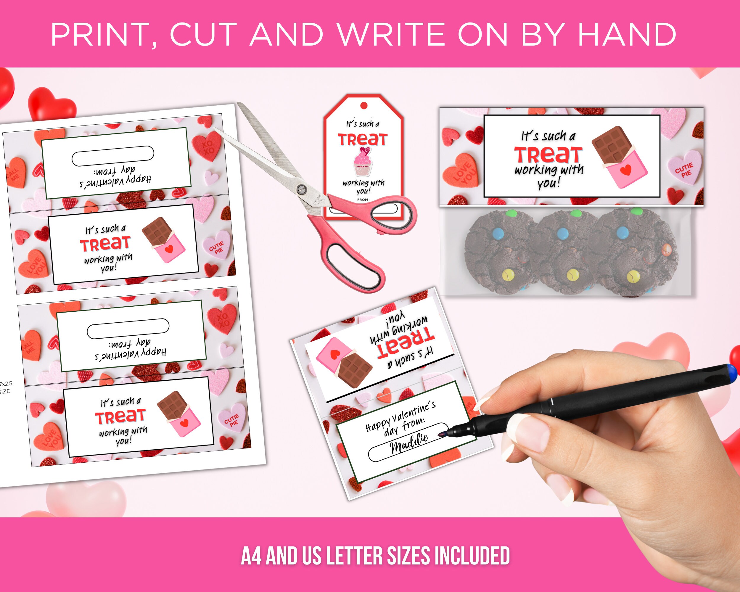 Coworker Valentines Day Treat Bag Toppers Treat Tags, Gift Tags for DIY ...
