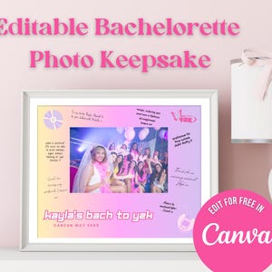Bach to Y2k Bachelorette Photo Mat Editable Canva Template Printable Photo Frame Guestbook Memory, Keepsake Gift for Bride To Be, Hen Party