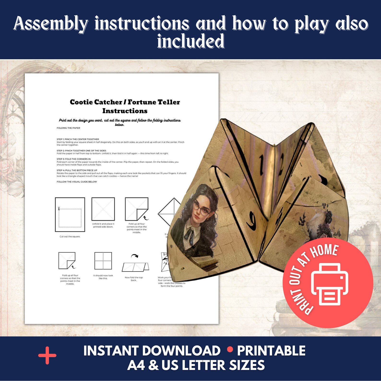 Cootie Catcher Fortune Teller Chatterbox Gothic Dark Academia Halloween ...