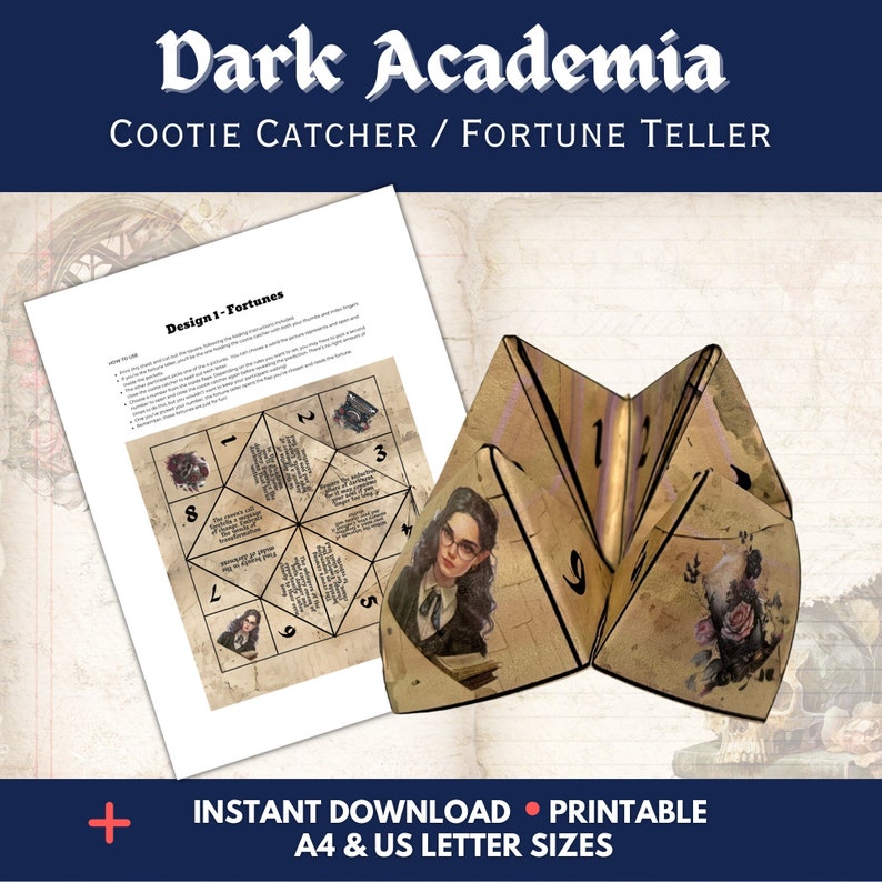 Cootie Catcher Fortune Teller Chatterbox Gothic Dark Academia Halloween