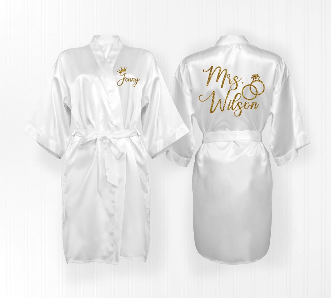 Personalized Satin Bride Robe, Wedding Party Kimono - Etsy