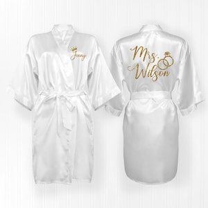 Personalized Satin Bride Robe, Wedding Party Kimono